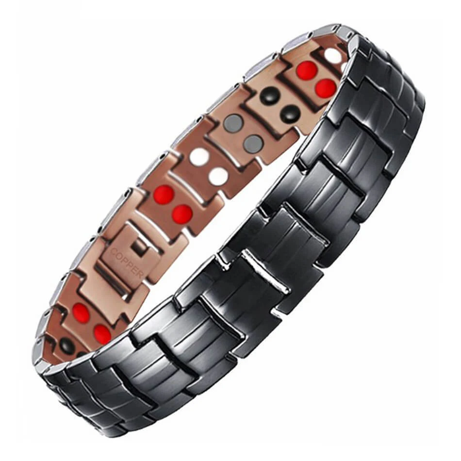 

4 in 1 2 Row FIR Magnet Negative Ion Healthy Care Therapy 99.95% Pure Copper Bracelet for Men Women Unisex Pain Relief Jewelry