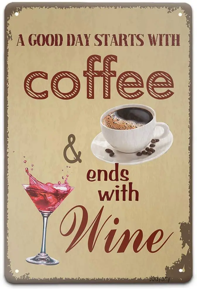 

Judyeny Retro Metal Sign Vintage Tin Sign A Good Day Starts with Coffee Sign for Plaque Poster Cafe Wall Art Sign Gift 12 X 8