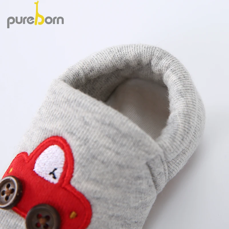 Pureborn Новорожденные ползунки детские носки обувь унисекс для малышей Первые ходунки Нескользящие теплые детские туфли