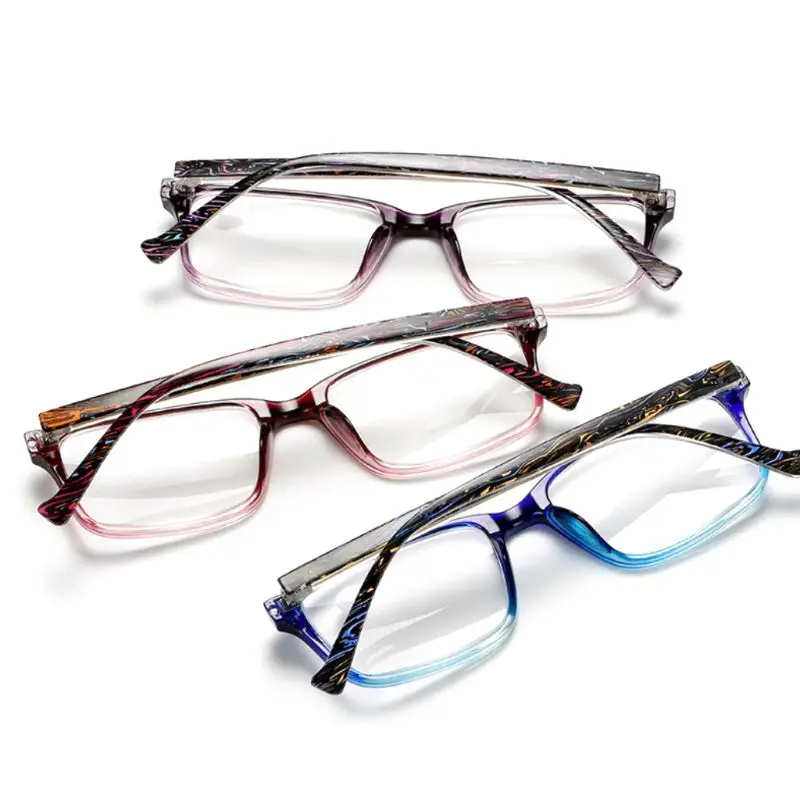 Новые простые удобные очки для чтения, легкие мужские и женские квадратные поликарбонатные оправы градиентного цвета