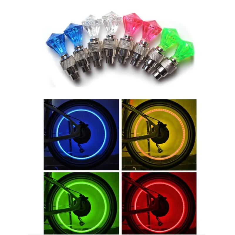New 1pc Bicycle Light Mountain Bike Bicycle Lighting LEDS Tire Valve Caps Wheel Spokes LED Light