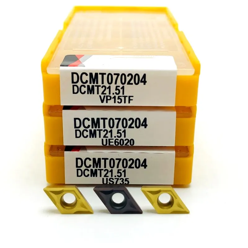 Herramienta de carburo DCMT070204 US735, herramienta de torneado de metal externo, herramientas para torneado torno, fresadora, Herramientas CNC DCMT 070204