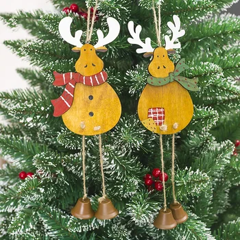 

1Pcs Snowflake Deer Santa Claus Christmas Tree Natural Wood Pendant Hanging Ornament Xmas New Year Party Decor Supplies