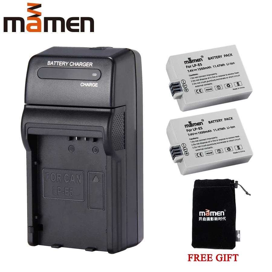 

Mamen LPE5 LP-E5 LP E5 Rechargeable Camera Battery Pack + Single Charger for Canon Rebel XS T1i XSi 1000D 500D 450D Li-Battery