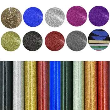 

DIY Glitter Heat Transfer Vinyl HTV Printing Sheet Permanent Adhesive T-Shirt Iron On Heat Press Film Art Craft 20x50cm