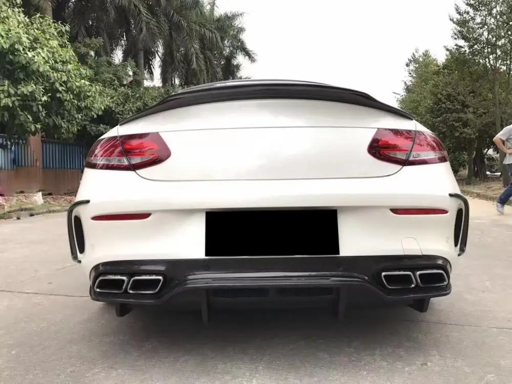 C class W205 C63 углеродного волокна автомобильный диффузор, губа на задний бампер для Mercedes Benz W205 C63 рассеиватель 2 двери и 4 двери