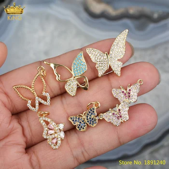 

10pcs Rainbow CZ Butterfly Fashion Pendant Jewelry,Gold Delicate Zirconia Butterfly Charms For DIY Boho Statement Jewelry Making