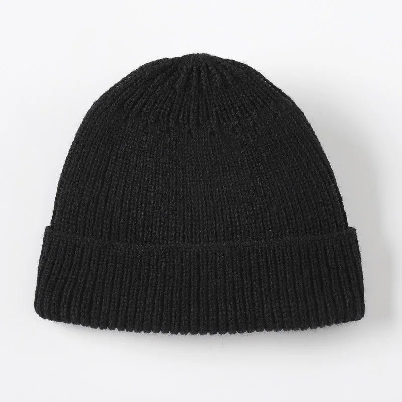 Зимняя вязаная короткая шапка унисекс с дыней, мужская и женская шапка, шапка в стиле хип-хоп для взрослых, теплая шерстяная вязаная эластичная Лыжная шапка, 6 цветов - Цвет: Черный