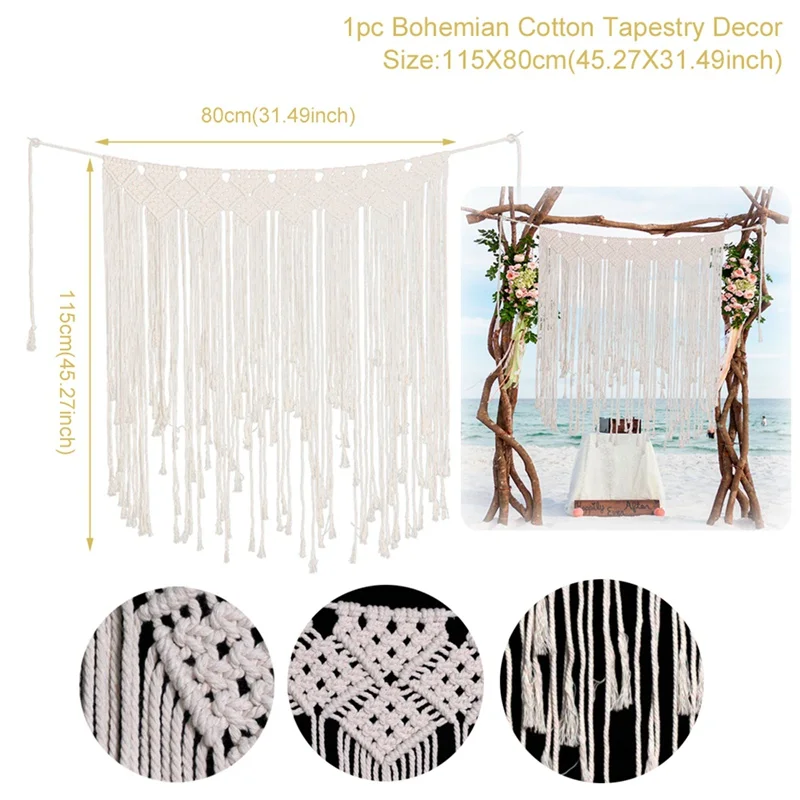 Backdrop Curtain 1 HUIRAN Ручной Работы Бохо Богемская занавеска гобелен деревенский свадебное украшение фон партия поддерживает поставки Настенный декор комнаты для дома - Цвет: Backdrop Curtain 1