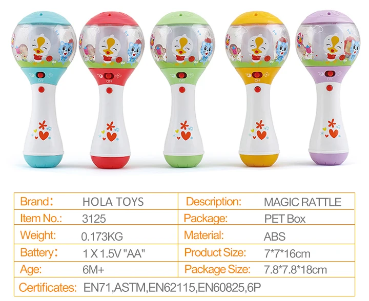 HOLA TOYS 3125 Детские музыкальные погремушки колокольчики для младенцев игрушки для детей Подарки