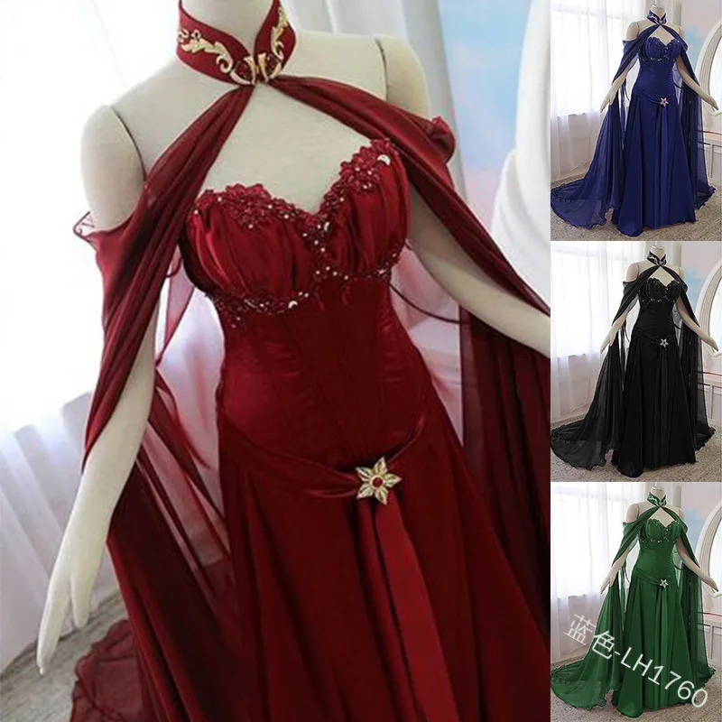 Medieval Woman Fashion Gothic Forest Elf Queen Fairy Dress Costume Cosplay Anime Women S Dress Fairy Tale Shawl Dress S 5xl Aliexpress