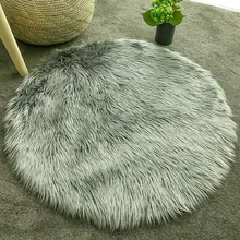 Ковер для спальни, столовой, пола, пушистые коврики, Нескользящие, роскошный диван, коврик, стул, теплая шерсть, 90X90 см, круговое украшение для дома