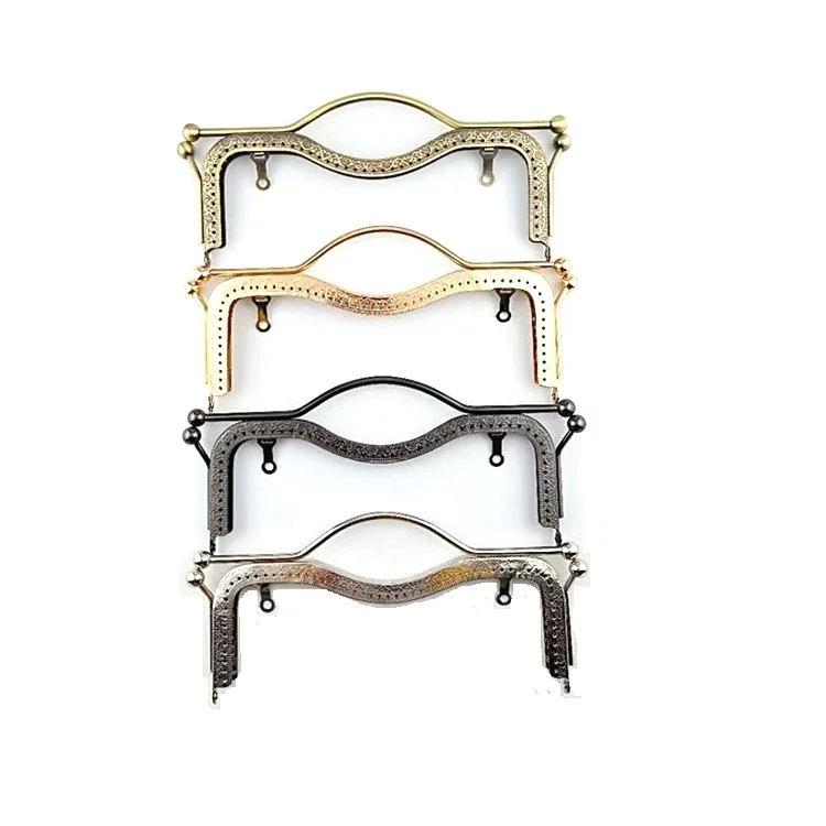 

20.5cm wholesale luggage bag purse Frame Ring Kiss accessories Retro Carved DIY Antique Brass Wallet Clip clasp cluth handle