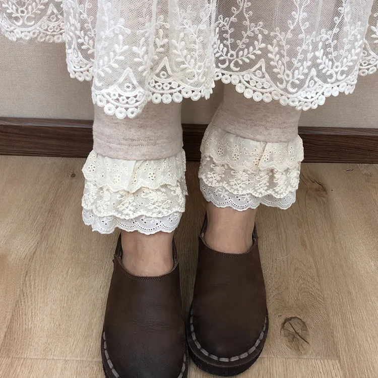 Женские трикотажные хлопковые леггинсы Sweet Lolita с эластичным поясом вязаные