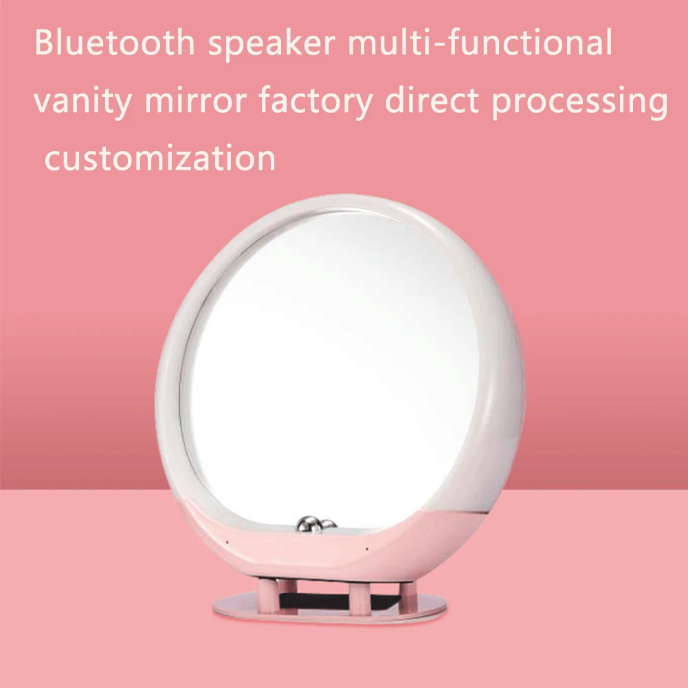 Розовый FM радио Bluetooth динамик светодиодный светильник Настольная лампа перезаряжаемый беспроводной макияж зеркало домашний пульт дистанционного управления настенное крепление косметический инструмент - Цвет: Розовый