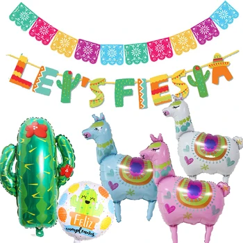 

Fiesta Party Decorations Mexican Party Supplies Colorful Alpaca Cactus Fiesta Balloon Banner Cactus Foil Balloons Bachelorette
