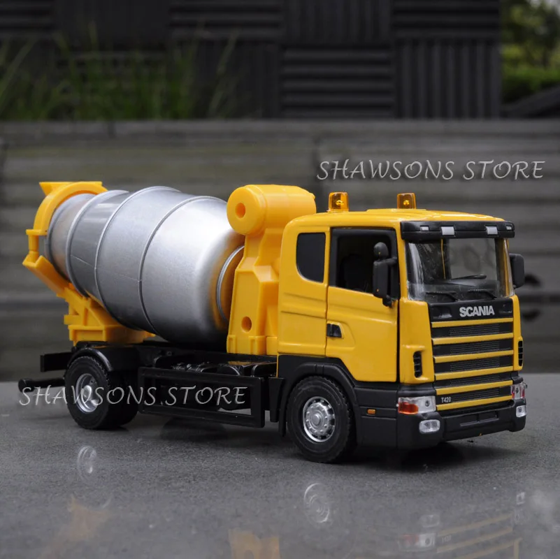 1:43 литая под давлением игрушка, модель автомобиля Scania T420 оттяните назад бетономешалка грузовик Реплика w/звук и свет