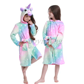 

3-12year Girls Robe Cartoon Hoodies Baby Boys Sleepwear Pajamas Beach Towels Pyjamas Kids Bathrobe Children's Christmas Clothing