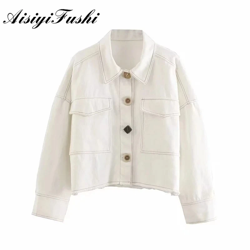 Chaqueta vaquera blanca para mujer, chaqueta Harajuku con flecos, vaquera recortada blanca, nuevas chaquetas vaqueras, estilo novio para mujer|chaquetas básicas| - AliExpress