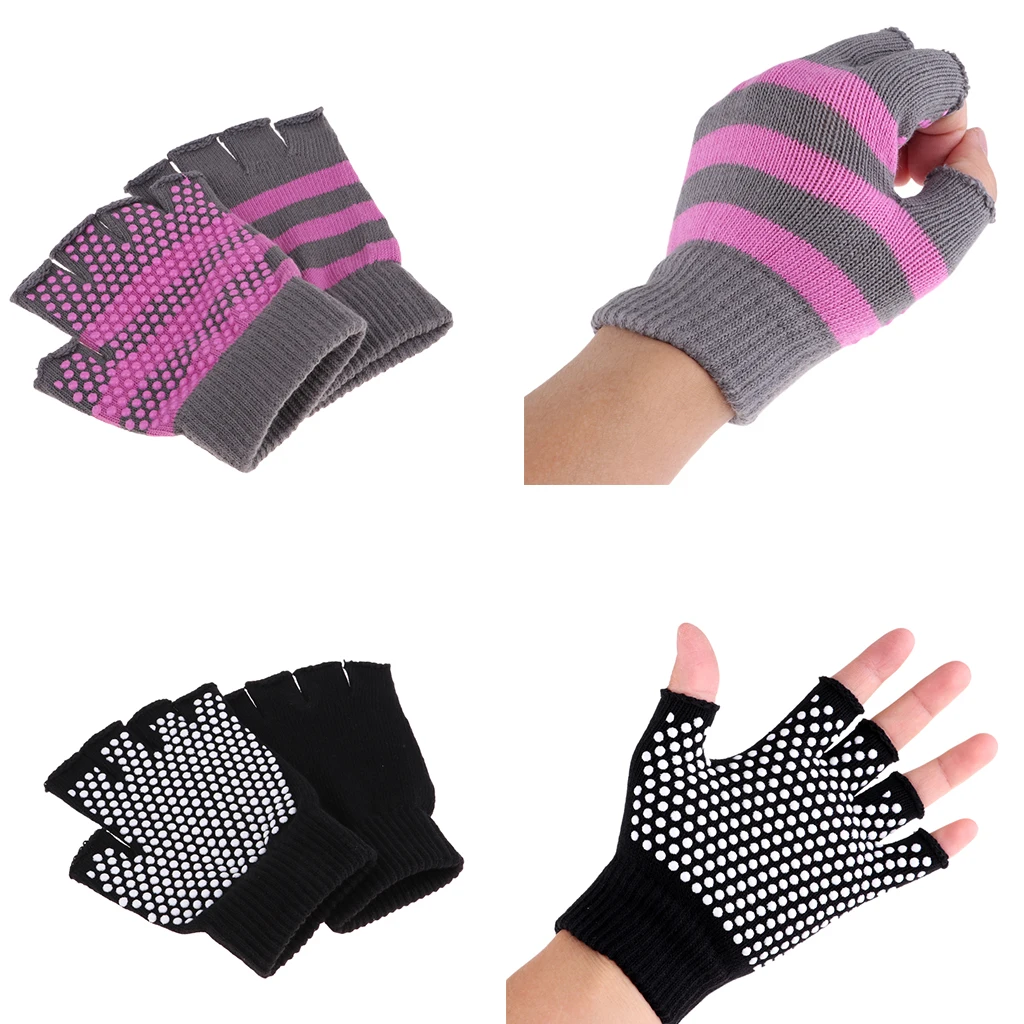 2pcs Yoga Gloves Half Finger Workout Fitness Glove with Anti-Slip Beads