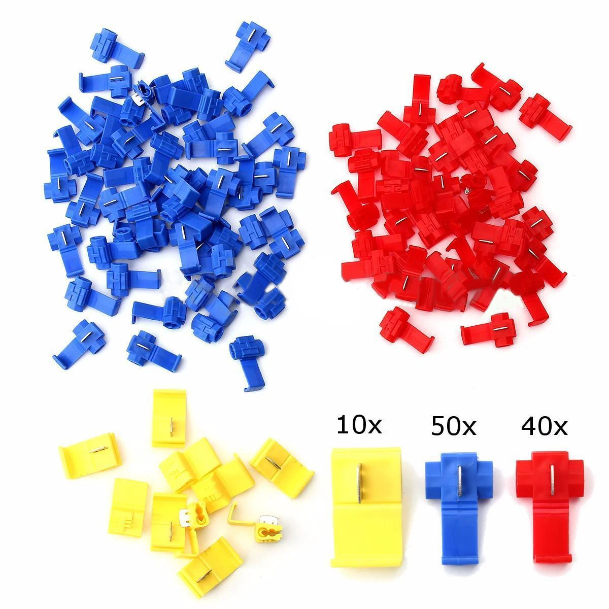 100pcs Electrical Wire Cable Quick Splice Lock Terminal Connectors Crimp Set AWG 22-10 0.5-6.0mm2