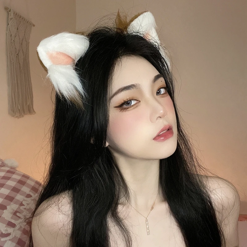 Cosplay Cute Cat Fox Fur Ear Hair Hoops Night Party Anime Lolita Hairband Fur Headbands Clip Girl Hair Accessories Ear Hair Band