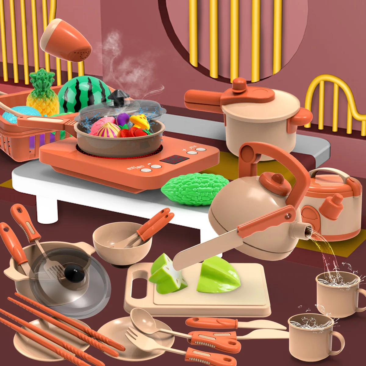 Children Kitchen Toys Simulation Kitchen Utensils Food Cookware Pot Pan Kids Pretend Play Set Toys For Girls Doll Food