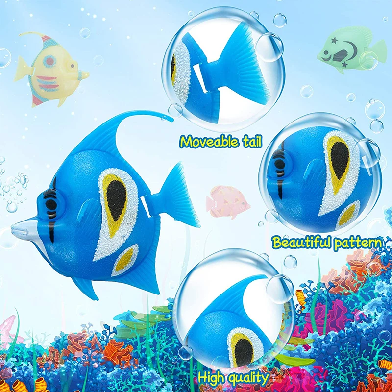 Fish Tank Ornaments 10 Pcs Artificial Moving Plastic Floating Lifelike Fish For Fish Tank (Random Fish)
