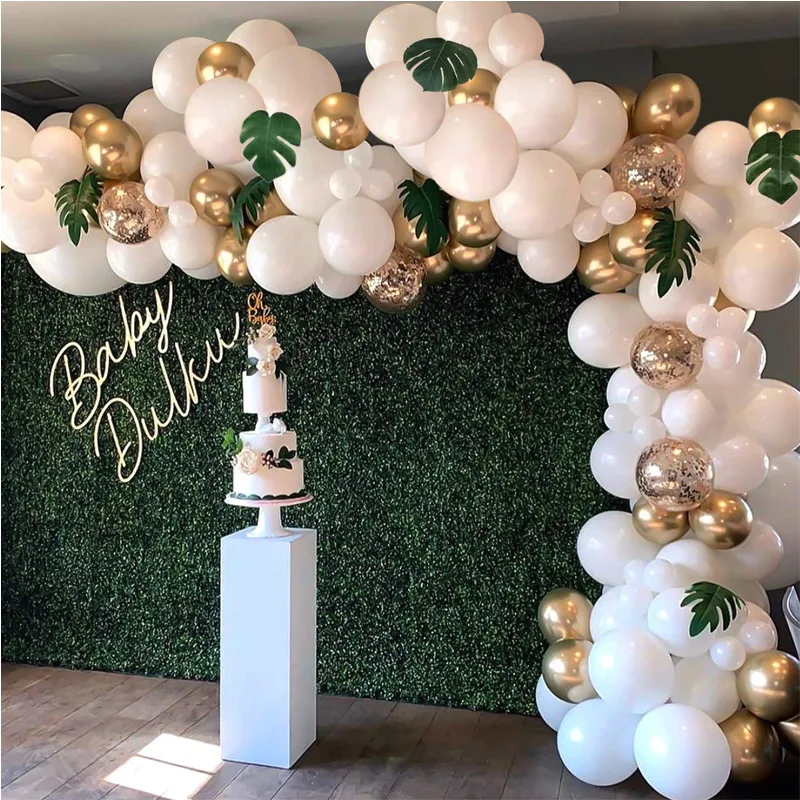 

96 pc Balloon Arch Kit White Gold Confetti Metallic Balloons Wedding Birthday Party Decorations Baby Shower Party Latex Balaos