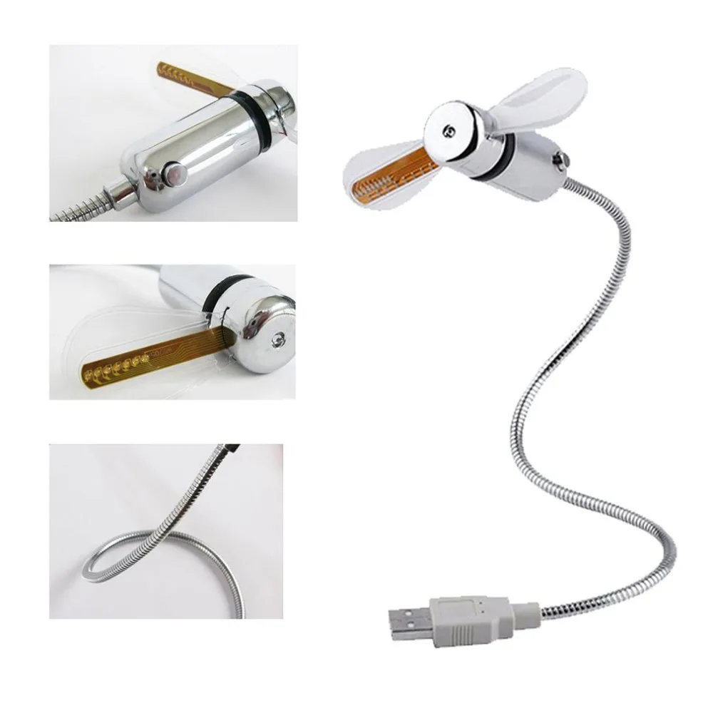 Мини Usb вентилятор гаджеты гибкий гусиный свет Led Usb охлаждения мигающий температурный дисплей вентилятор для ПК ноутбука стол