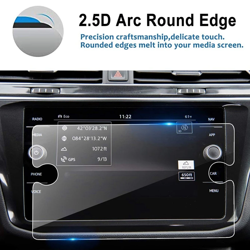 

For Tiguan 2018 2019 8 Inch 9H Tempered Glass Film Car Navigation Screen Protector Center Press Display Screen Protector Anti Sc