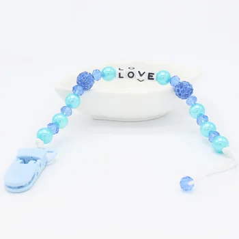 

Personalized Name Baby Pacifier Holder Clip Soother Clips Dummy Nipple Holder Chain Pearl Beads Attache Sucette