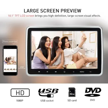 

10" Car Headrest DVD Player Auto Monitor Video Game FM Touch Button USB SD