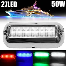 1x 27LED 50 Вт 10-30 В постоянного тока 345LM 120 Угол луча Водонепроницаемый морской лодка подводный понтон транца светильник белый/синий/красный/зеленый