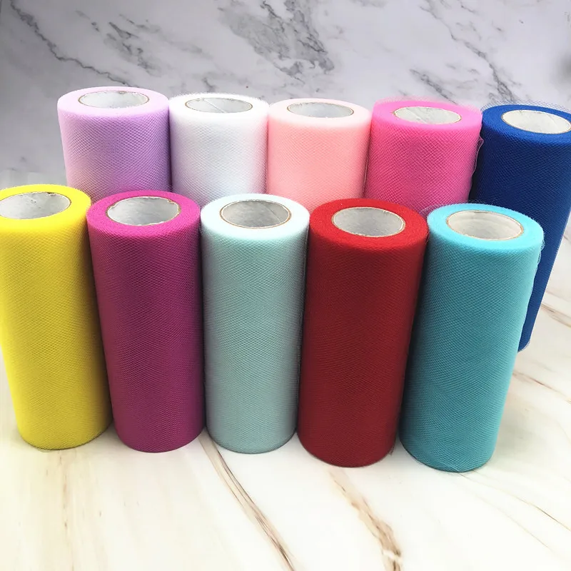 Rollo de rollo de tul de 15cm y 25 yardas, carrete para tela, tutú, decoración de boda, Baby Shower, Láser de Organza, manualidades DIY, suministros para fiesta de cumpleaños.