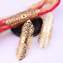 10/20 шт. цветочный узор Регулируемый цвета: золотистый, серебристый металл заколки для волос трубки бусины кольца манжеты аксессуары дреды манжеты без повреждения кутикулы на клипе ювелирные изделия