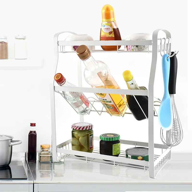 

Thickening Three Layers Kitchen Luggage Carrier Seasoning Multi Frame Function To Ground Accept Frame Stainless Steel Luggage