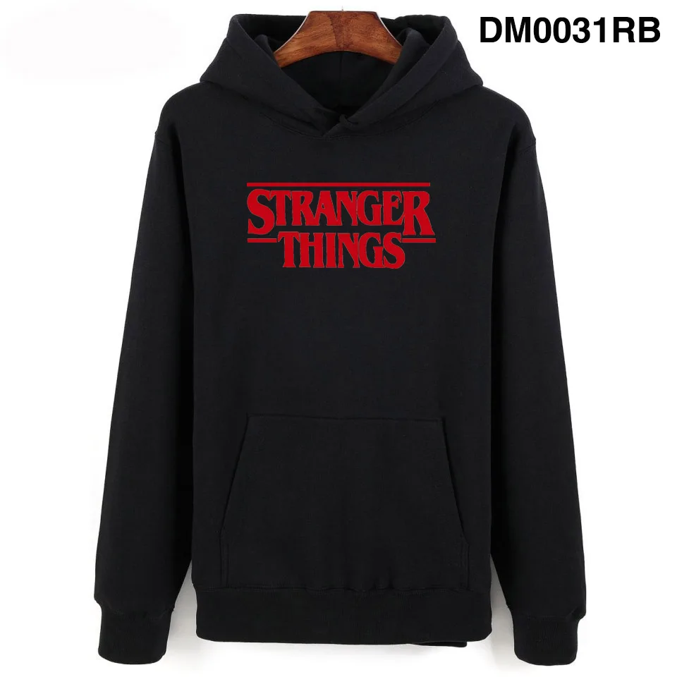 Stranger Things Hoodies Men Women Fashion Casual Print Hoodie Autumn Winter New Streetwear Hip Hop Sweatshirt Male Female Hoodie - Color: Black