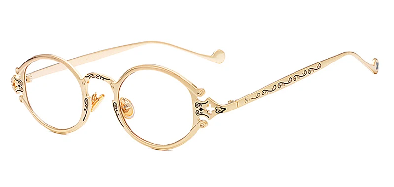 Peekaboo металлические женские паровые панк очки овальные Ретро прозрачные Линзы Аксессуары винтажные очки для мужчин круглые золотые черные Серебряные - Цвет оправы: gold with clear