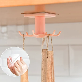 

Free Perforated Kitchen Hook Kitchen Wall Storage Rack Rotation Hook Spatula Spoon Kitchenware Storage Rotary Hook Home Storage