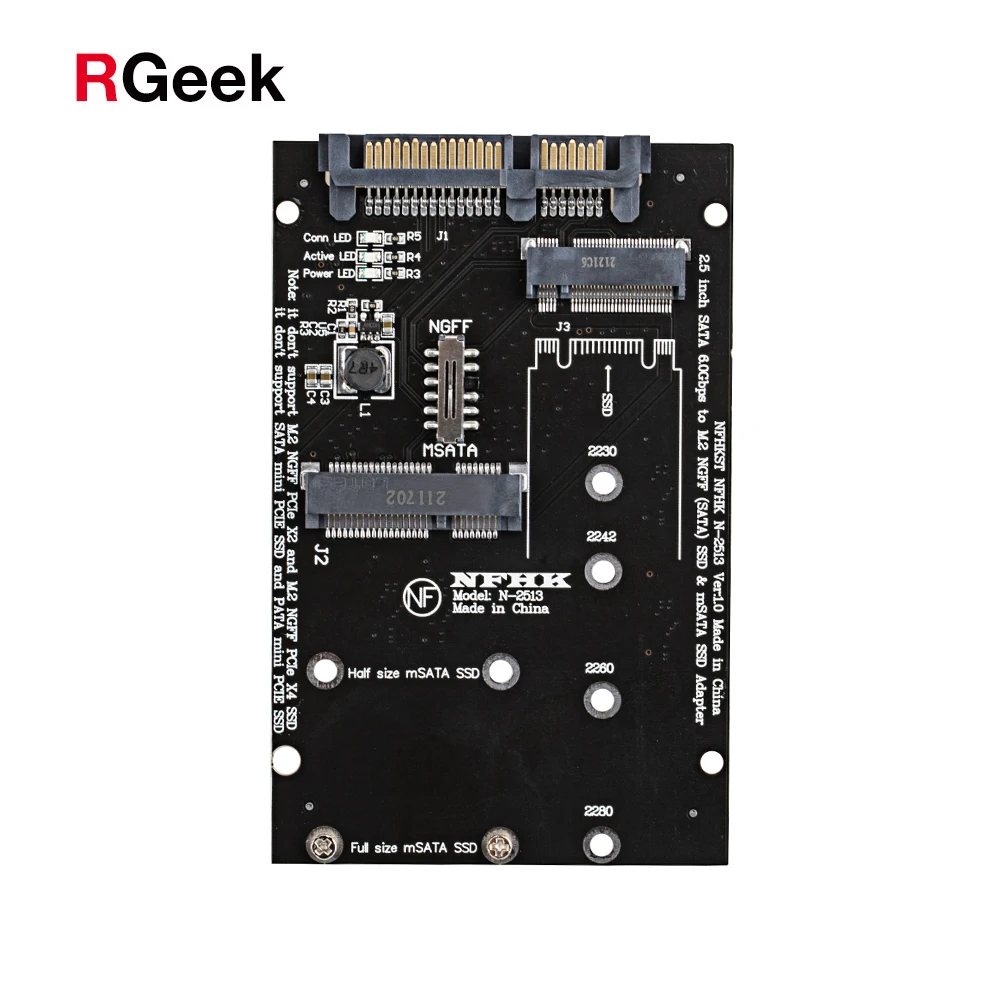 Переходник RGEEK M.2 NGFF Msata SSD/SATA 3 0 2 5 адаптер M2 PCI SSD переходник Райзер для ПК ноутбука