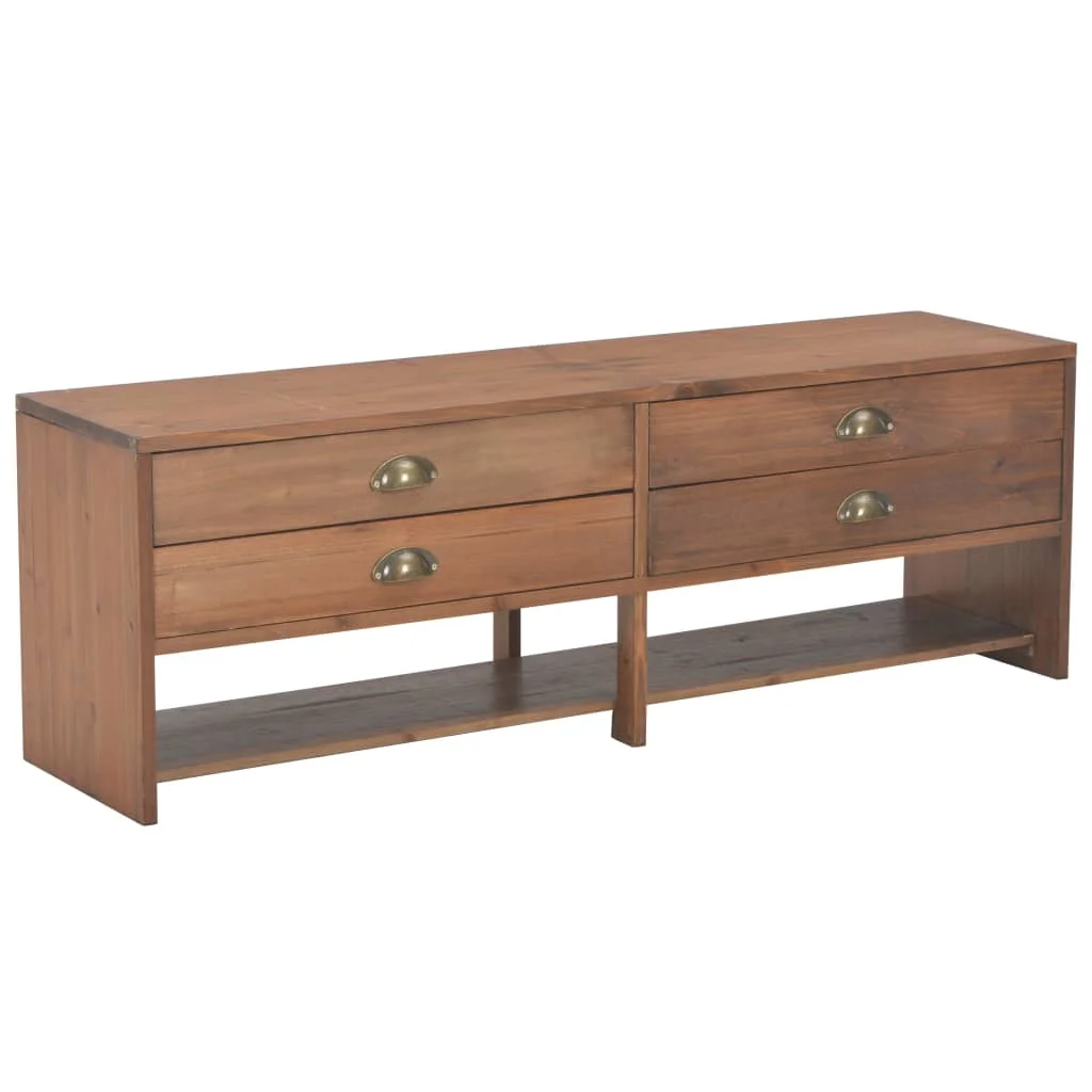 

VidaXL TV Stand Cabinet 4 Drawers Functional Table Living Room Furniture Solid Spruce Wood Flat Screen TV Furniture 120x30x40 Cm