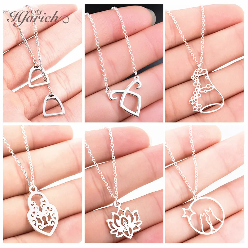 

Hfarich Stainless Steel Geometric Pendant Chain Necklace Women Trendy Jewelry Gift For Friend Birthday Gift