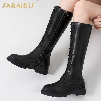 

Sarairis 2021 New Arrivals Winter Warm Wool Boots Woman Shoes Genuine Leather Thick Heels Street Cool Plush Luxury Boots Ladies