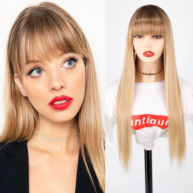 Synthetic Hair Pink and Black Wig Long Straight hair Cosplay Wig Two Tone Ombre Color Women Wigs R4-30-613