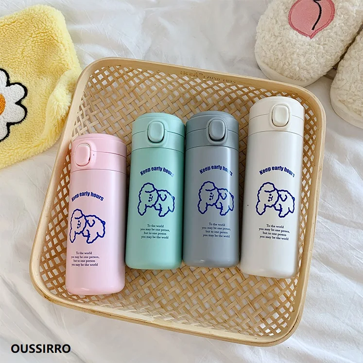 

OUSSIRRO Canday Color Pure Doggy Theme Thermos Kavai Pure Color Mugs Cup Kitchen Tool Gift