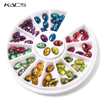 

KADS 48pcs/set 6 Colors Oval Shape Abalone Natural Shell Unique 3D DIY Design Handcrafts Salon Acrylic UV Gel Tip Decor Manicure