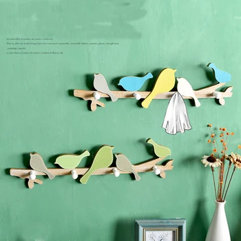 

1PC European Retro Style Hanger Organizer DIY Simple Hook Green Bird Hook Wood Coat SundriesTools Hanger Wall Mounts Room