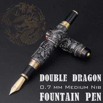 

NEW Luxury Dragon Fountain Pen Vintage 0.7MM Nib Ink Pens 3D Embossed Pen for Writing Office Supplies Stationery