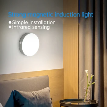 

New 6 LED PIR Motion Sensor Night Light Energy Conservation for Bedroom Cabinet Wireless USB Rechargeable Warm White/White Light